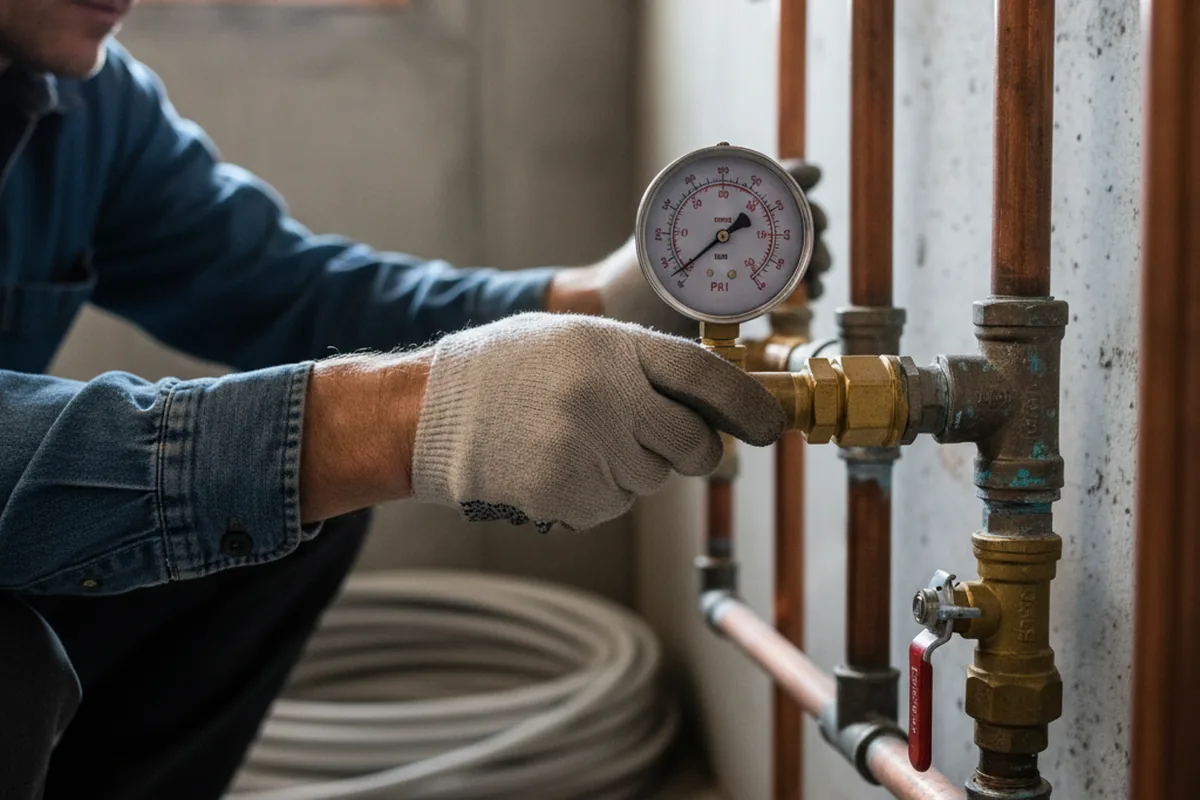 Pressure testing a repaired line during Water Line Repair in Chappell